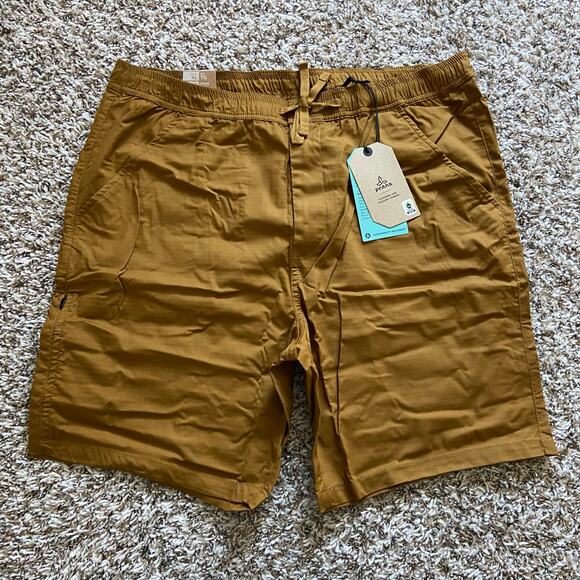 Prana Double Peak E-Waist 8" Short Men's XL Antique Bronze Standard Fit Pull On - Picture 4 of 11